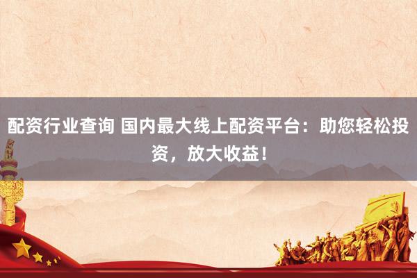 配資行業(yè)查詢 國(guó)內(nèi)最大線上配資平臺(tái)：助您輕松投資，放大收益！